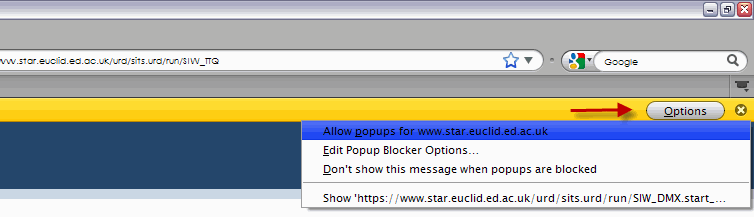 Allow popup in Firefox